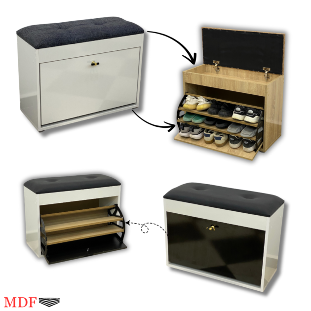 Meuble à Chaussures avec Banc - 03 étagères, 09 paires