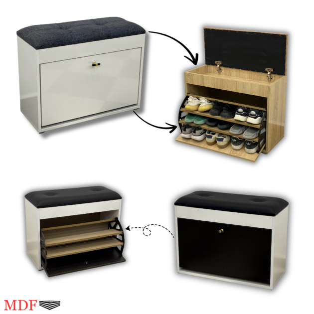 Meuble à Chaussures avec Banc - 03 étagères, 09 paires